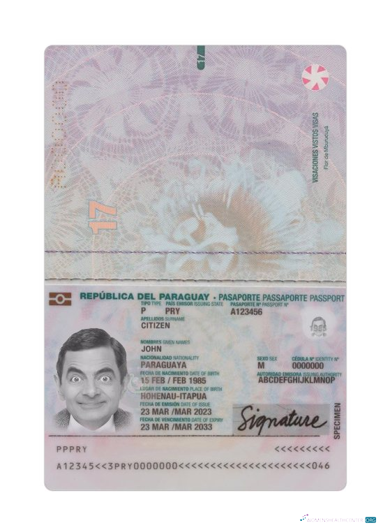 Download Paraguay passport 2023 present Photoshop template